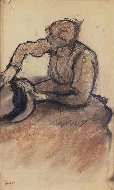 Milliner trimmer en hat, ca. 1898 af Edgar Degas