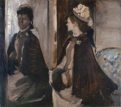 Fru Jeantaud i spejlet, ca. 1875 af Edgar Degas