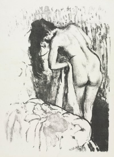 Nøgen kvinde står og tørrer sig af Edgar Degas