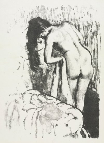 Nøgen kvinde stående, tørrer sig selv, 1891-1892. af Edgar Degas