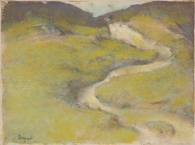 Sti i en mark, 1890 (pastel over monotypi i oliefarver) af Edgar Degas