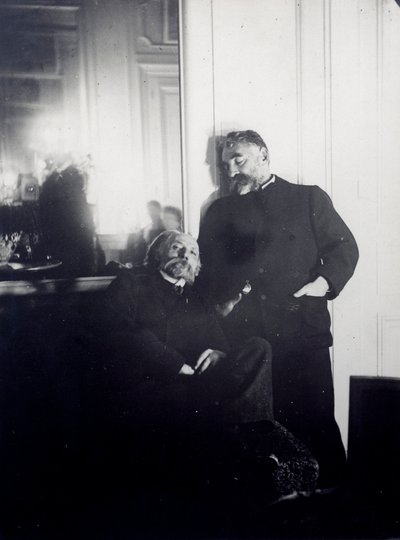 Portrætter af digteren Stephane Mallarme (1842-1898) og maleren Auguste Renoir (1841-1919). Fotografisk edikt af Edgar Degas (1834-1917) 1895 Paris, Jacques Doucet bibliotek af Edgar Degas