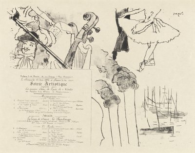 Program for den kunstneriske Soiree Program for aftenen for tidligere studerende fra Lycée de Nantes, 18. af Edgar Degas