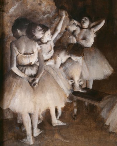 Indstudering af en ballet på scenen af Edgar Degas