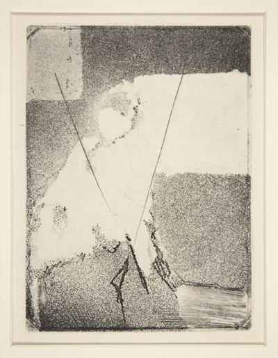 Siddende kvinde i motorhjelm og sjal, ca. 1879 (ætsning og akvatinte) af Edgar Degas