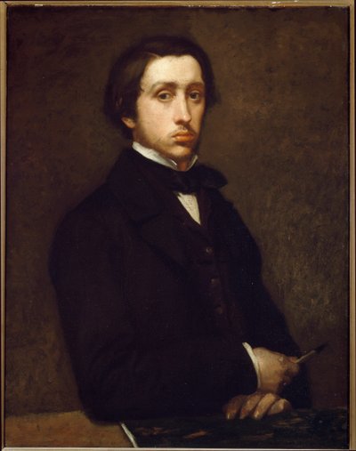 Selvportræt eller Degas med kulholder (olie på papir monteret på lærred af Edgar Degas