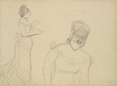 Skitser af en cafésangerinde af Edgar Degas