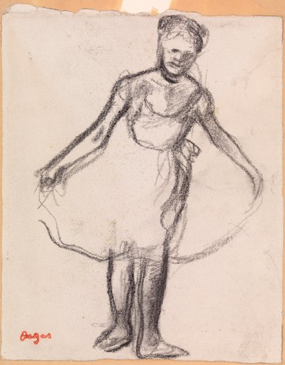 Stående Danser Holder Tutu-nederdel af Edgar Degas