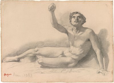 Studie af et mandligt nøgenbillede af Edgar Degas