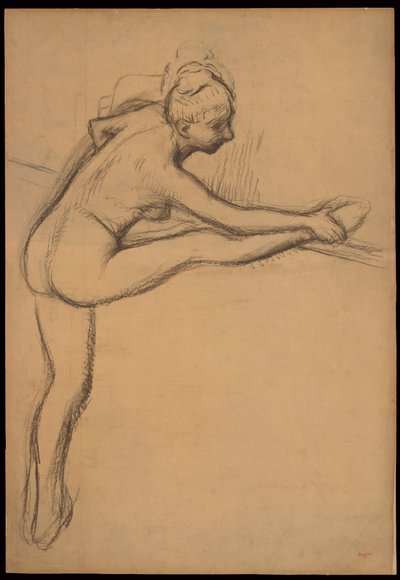 Studie eines Aktes (Tänzerin an der Barre) af Edgar Degas