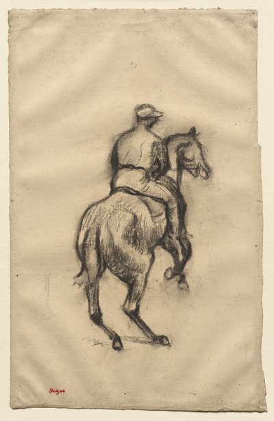 The Jockey, ca. 1885-1900 (kul på papir) af Edgar Degas