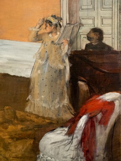 Sanggentagelsen (detaljer). Omkring 1869. Olie på lærred. af Edgar Degas
