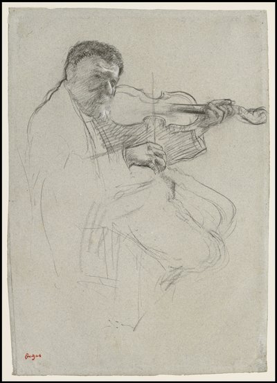 Violinisten, Studie til "Prøvningen", c.1879 af Edgar Degas