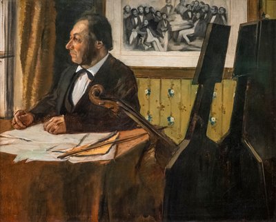 Cellisten Louis-Marie Pilet. Omkring 1868-1869. Olie på lærred. af Edgar Degas