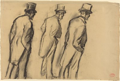 Tre studier af Ludovic Halévy stående af Edgar Degas