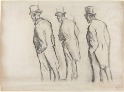 Tre studier af Ludovic Halévy stående af Edgar Degas