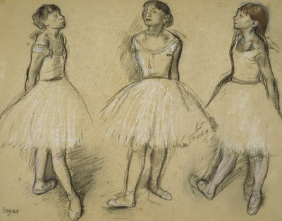Tre studier af en danser i fjerde stilling, 1879-80 af Edgar Degas