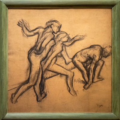 Tre nøgne dansere. 1895-1900. Trækul på kalkerpapir. af Edgar Degas