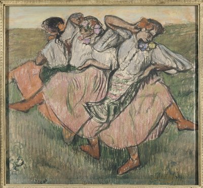 Trois danseuses russes - Tre russiske dansere, af Degas, Edgar (1834-1917). Pastel på papir, slutningen af 1890