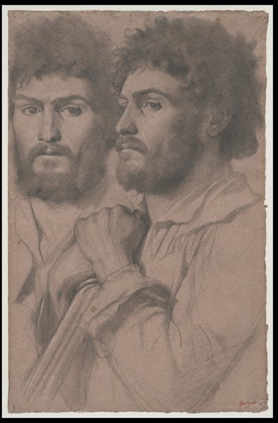 To portrætstudier af en mand, c.1856-57 af Edgar Degas