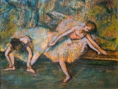 To dansere. Omkring 1900. Pastel på papir på pap. af Edgar Degas