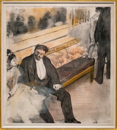 To mænd og to dansere. Omkring 1876-1877. Pastel på monotypi. af Edgar Degas