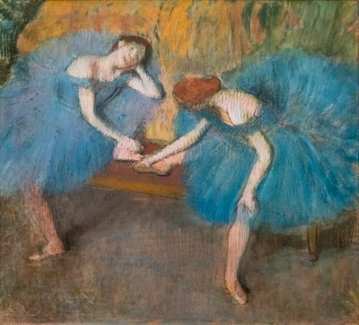To hvilende dansere (også kendt som "Blå dansere"). Omkring 1898. Pastel på fint velinpapir. af Edgar Degas