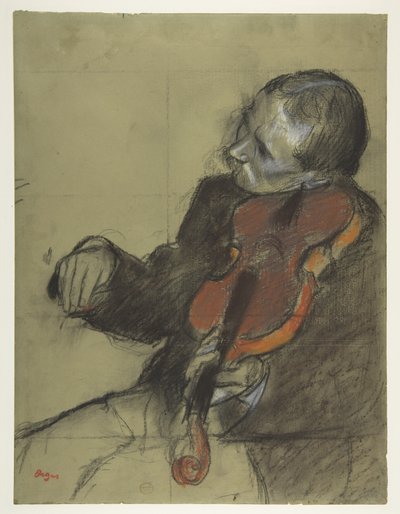 Violinist, studie til "Danselektionen" af Edgar Degas