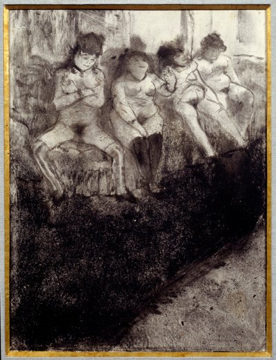 Venter anden version. Der er prostituerede, der venter på kunder på et bordel. Maleri af Edgar Degas af Edgar Degas