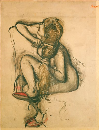 Kvinde kæmmer sit hår af Edgar Degas
