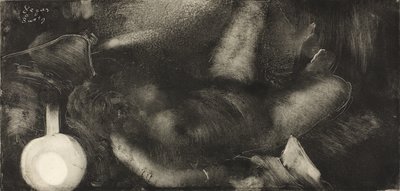 Kvinde lænet på sin seng, ca. 1885 af Edgar Degas