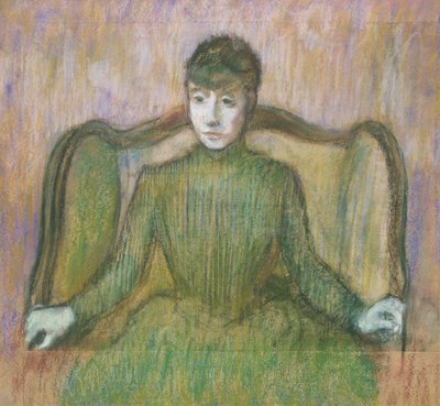 Kvinde, der sidder i en lænestol, ca. 1864 (pastel) af Edgar Degas