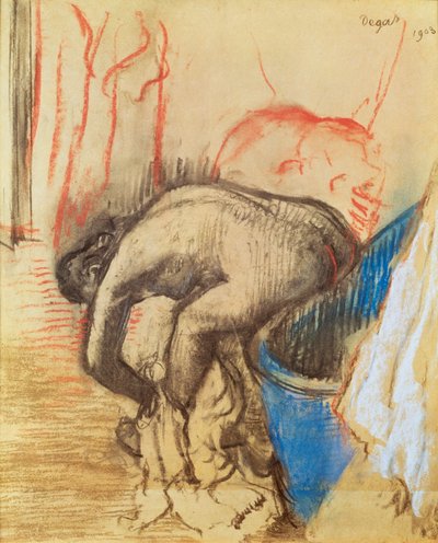 Kvinde tørrer sit venstre ben af Edgar Degas