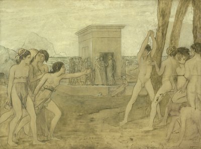 Unge spartanske piger udfordrende drenge, ca. 1860 af Edgar Degas