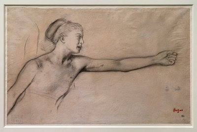 Ung spartansk pige (undersøgelse for "Little Spartan girls provoking boys"). Omkring 1860-1862. Sort blyant, grafit, blander på kalkerpapir. af Edgar Degas