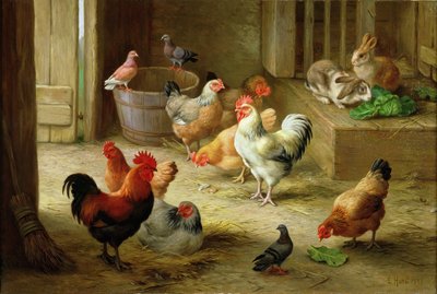 Scene fra bondegården af Edgar Hunt