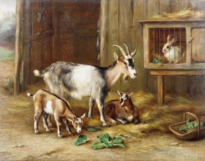 Geder ved et kaninbur af Edgar Hunt