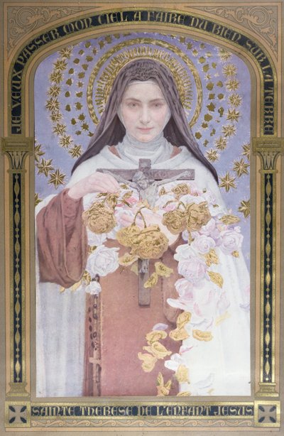 Therese af Lisieux (1873-97) 1928 (akvarel på papir) af Edgar Maxence