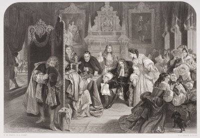 James II (1633-1701) modtog nyheder om landingen af prinsen af Orange, indgraveret af F.A. Heath af Edgar Melville Ward