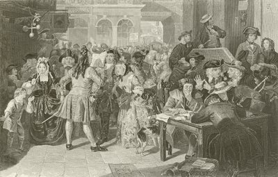 The South Sea Bubble, London af Edgar Melville after Ward