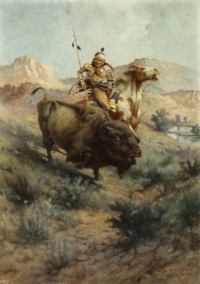 Indian og Buffalo, 1891 af Edgar Samuel Paxson