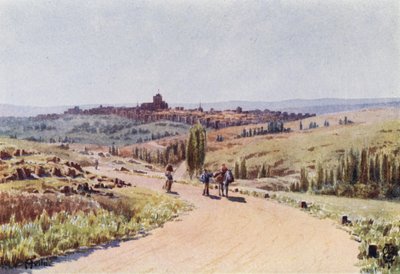 Nordspanien: Avila, fra nordvest (farve litho) af Edgar T. A. Wigram