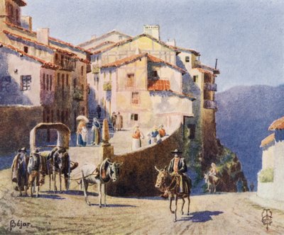 Nordspanien: Bejar, An Approach to the Town (farve litho) af Edgar T. A. Wigram