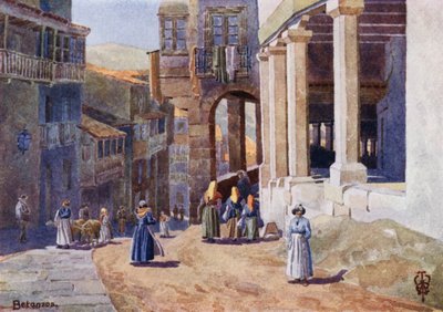 Nordspanien: Betanzos, A Colonnaded Calle (farve litho) af Edgar T. A. Wigram
