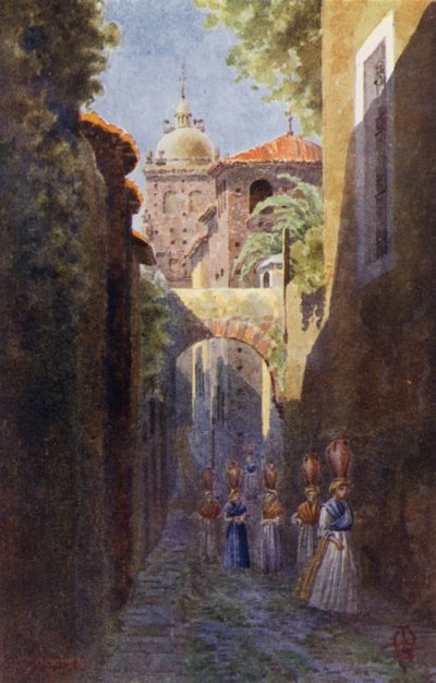 Nordspanien: Caceres, inden for de gamle bymure (farve litho) af Edgar T. A. Wigram