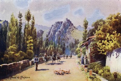 Nordspanien: I Pajares-passet, nær Pola de Gordon (farve litho) af Edgar T. A. Wigram