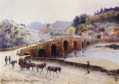 Nordspanien: Plasencia, St. Lazarus-broen (farve litho) af Edgar T. A. Wigram