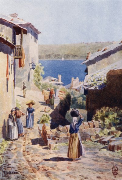 Nordspanien: Rivadeo, An Approach to the Harbor (farve litho) af Edgar T. A. Wigram
