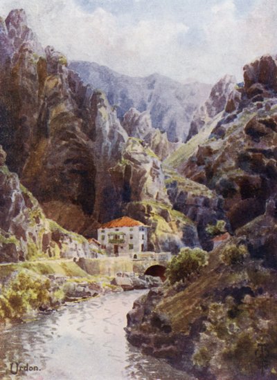 Nordspanien: Deva Gorge, Urdon (farve litho) af Edgar T. A. Wigram