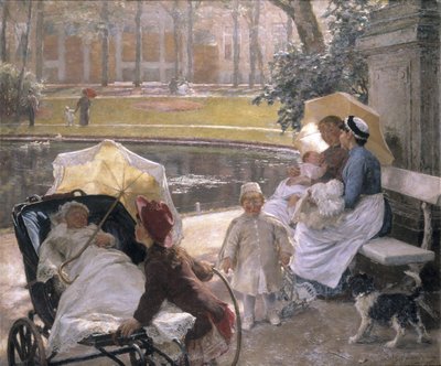 At the Corner of the Park (olie på lærred) af Edgard Farasyn